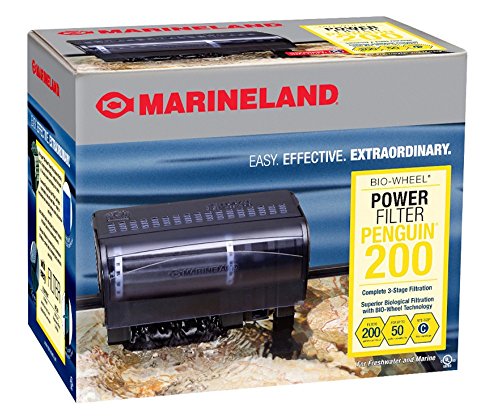 Marineland Penguin Power Filter Certified flow rate of 200GPH, perfect for aquariums up to 50-gallon