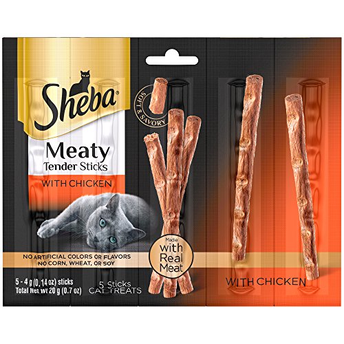 6 Bags of Sheba Meaty Tender Sticks with Chicken Cat Treats - 0.7 Oz (5 Treats in ea Bag)