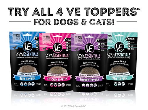 Vital Essentials Freeze-Dried Grain-Free Beef Toppers for Dogs or Cats, 6 oz.