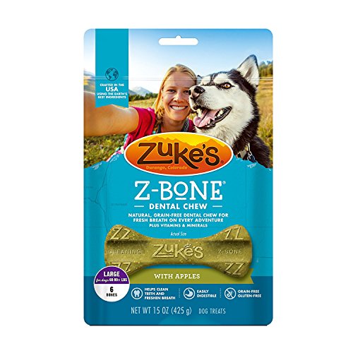Zuke's Z-Bone Dental Chew Dog Treats, Apple, Large (2 Pack)