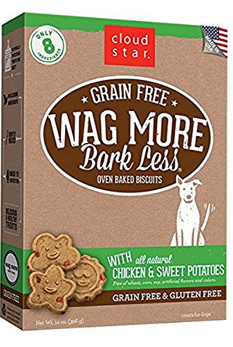 Cloud Star Wag More Bark Less Grain Free 14 Ounce Oven Baked Biscuits, 3 Pack Bundle (Chicken and Sweet Potatoes, Peanut Butter and Apples, and Pumpkin)
