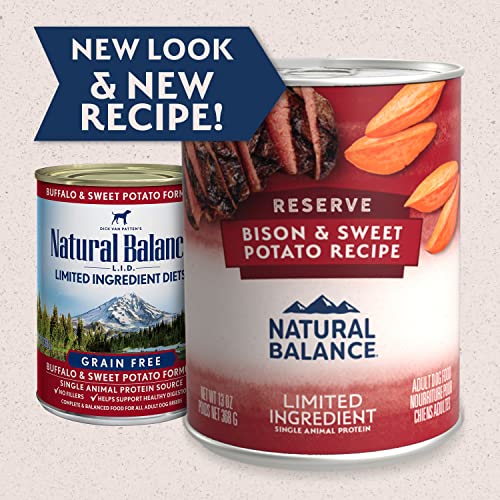 Natural Balance Limited Ingredient Adult Grain-Free Wet Canned Dog Food Reserve Bison & Sweet Potato Recipe