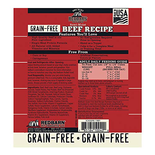 Redbarn Grain Free Dog Food Rolls in 2 Flavors (Beef and Chicken) (3lb Each)