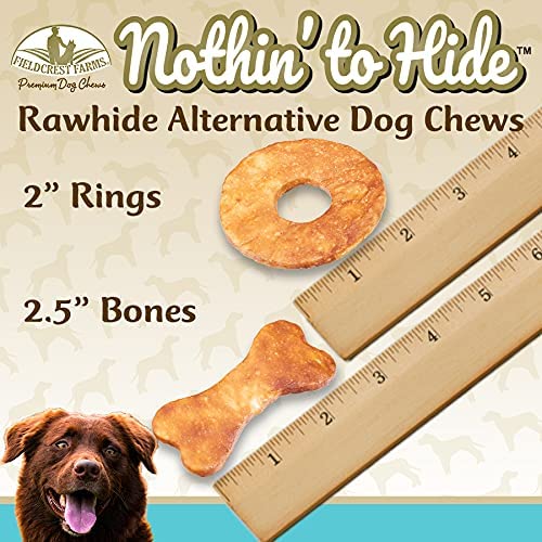 Fieldcrest Farms 3 Pack of Nothin' to Hide Beef Rings and Bones, 12 Count Each, Rawhide Alternative Dog Chews