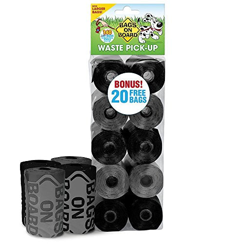 Bags on Board Dog Poop Bags | Strong, Leak Proof Dog Waste Bags | 9 x14 Inches, 140 Bags