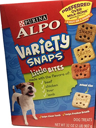 Alpo Variety Snaps Little Bites Beef, Bacon, Cheese, Lamb, Chicken, Liver and Peanut Butter Flavors - 32 Oz. (Pack of 2)