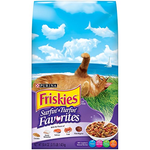 Purina Friskies Surfin' & Turfin' Favorites Dry Cat Food, 3.15 Lb Bag (Pack Of 2)