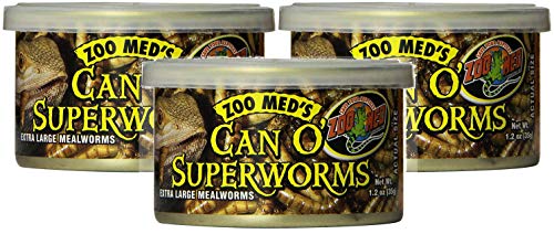 Zoo Med 3 Pack of Can O' SuperWorms, 1.2 Ounces Per Can