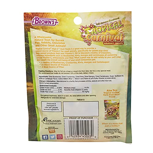 F.M. Brown's Tropical Carnival High C Pet Treat, 2.25-oz Bag - Natural Vitamin C, Antioxidants, and Fiber for Guinea Pigs, Rabbits, and Chinchillas