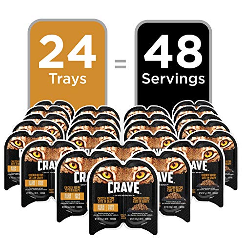 Crave Grain Free High Protein Wet Cat Food Trays, 24 Pack