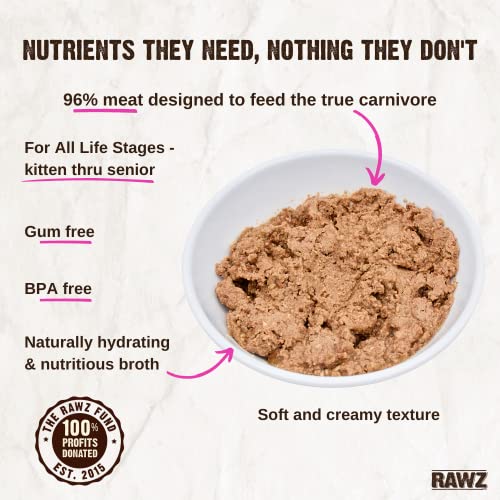 Rawz Natural Premium Pate Canned Cat Wet Food - Made with Real Meat Ingredients No BPA or Gums -3 oz Cans (Case Pack of 18)