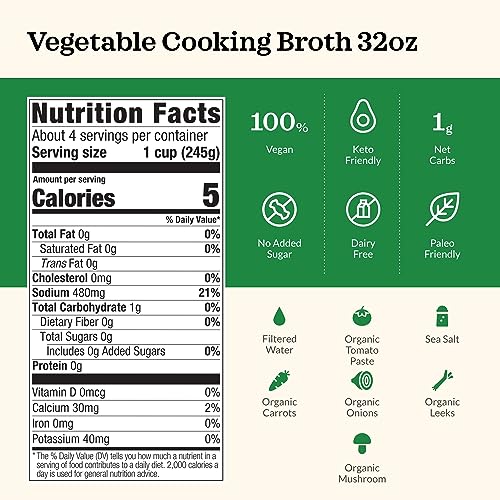 Vegetable broth by Kettle and Fire - fresh vegetables soup, Gluten-Free, Paleo Friendly, Dairy Free, Keto Diet, Natural Soup Base, 32oz (Pack of 4)