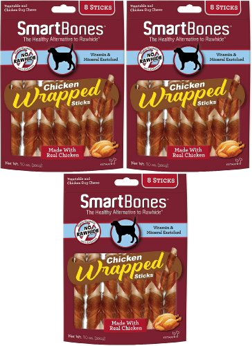 SmartBones Chicken Wrapped Sticks Dog Chews Chicken 24ct (3 x 8ct)