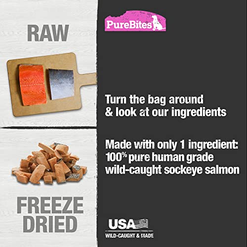 PureBites Freeze Dried Salmon Dog Treats 9.5oz | 1 Ingredient | Made in USA (Packaging May Vary)