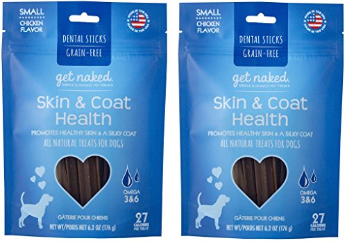 Get Naked Pouch, 12.4 Ounce, Skin and Coat Dental Chew Sticks, Small