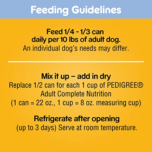 Pedigree Adult Canned Wet Dog Food Chopped Ground Dinner Combo with Chicken, Beef & Liver Flavor, 22 oz. Cans (Pack of 12)