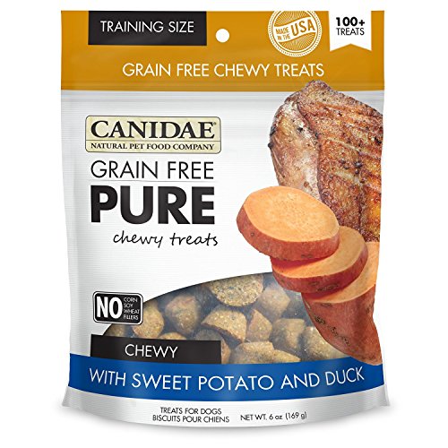 Canidae Grain Free Pure Chewy Dog Training Treats 2 Flavor Variety Bundle: (1) Chewy Training Treats with Sweet Potato & Duck and (1) Chewy Training Treats with Turkey & Apple, 6 Oz Ea (2 Bags Total)