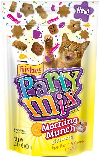 Purina Friskies Party Mix - Morning Munch Crunch - Egg, Bacon, Cheese Flavors 2.1 Ounces (Pack of 3)