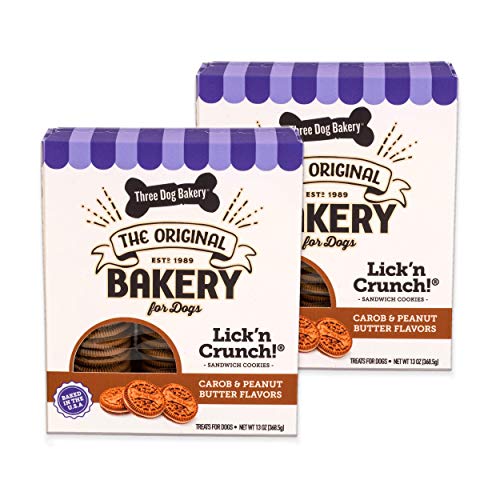 Three Dog Bakery Lick'n Crunch Sandwich Cookies Premium Dog Treats with No Artificial Flavors, 26 Ounces
