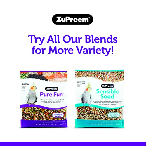 ZuPreem Pure Fun Bird Food for Parrots & Conures, 2 lb (Single or 2-Pack) - Blend of Fruit, FruitBlend Pellets, Vegetables, Nuts for Caiques, African Greys, Senegals, Amazons, Eclectus, Cockatoos