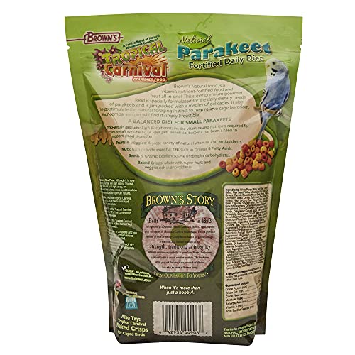 F.M. Brown's Tropical Carnival Natural Parakeet Food, 2-lb Bag - Vitamin-Nutrient Fortified Daily Diet with NO Artificial Colors or Flavors