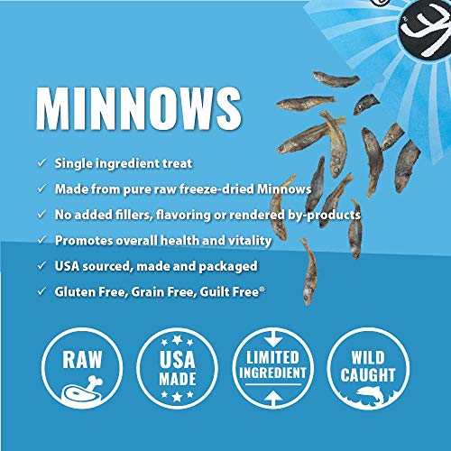 Vital Cat Vital Essentials Minnows Freeze-Dried Cat Treats - All Natural Raw Treat - Made & Sourced in USA - Grain Free - 0.5 oz Resealable Pouch - 3 Pack