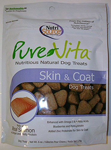 Pure Vita Dog Treats Bundle of 2-6 oz Bags - Salmon Skin & Coat and Chicken Hip & Joint