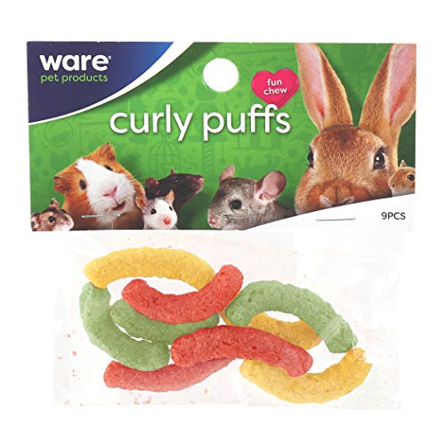 Ware Manufacturing Critter Curly Puffs, 9 Pieces, Rice Chews for Small Pets