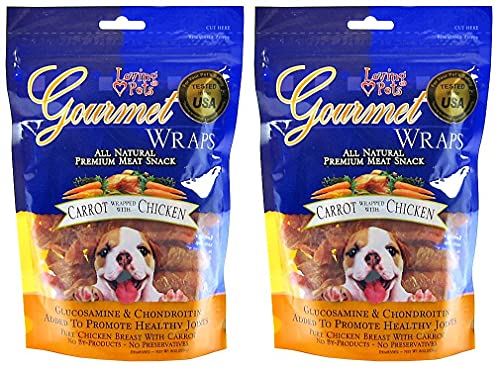 (2 Pack) Loving Pets All Natural Premium Carrot and Chicken Wraps with Glucosamine and Chondroitin Dog Treats, 6-Ounce
