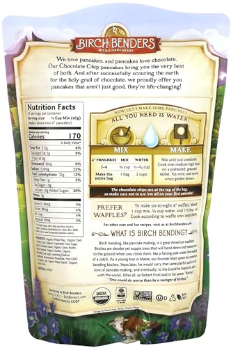 Organic Pancake and Waffle Mix, Classic Recipe by Birch Benders, Whole Grain, Non-GMO, Just Add Water, 16oz (Packaging may vary)