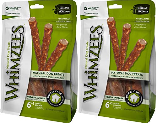 Whimzees Natural Dog Treats - Veggie Sausage Sticks Large - 7 Pack - (Dogs 40-60 lbs) - Pack of 22