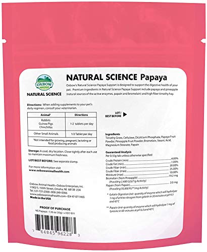 Oxbow 3 Pack of Natural Science Papaya Digestive Support Wafers for Small Pets, 1.16 Ounces Each, Made in The USA