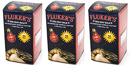 Fluker's 3 Pack of Red Heat Bulbs for Reptiles, 40 watt