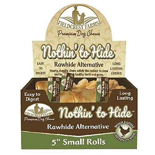 Fieldcrest Farms 24 Pack of Nothin' to Hide Rolls, 5 Inch Small, Easy to Digest Rawhide Alternative Dog Chews
