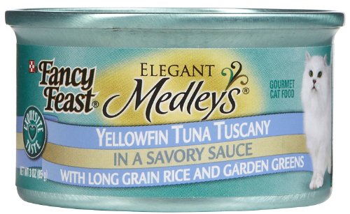 Fancy Feast Elegant Medley`s Yellowfin Tuna Tuscany w/ Long Grain Rice & Garden Greens Cat Food 24 - 3oz Cans