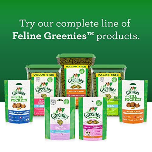 FELINE GREENIES Natural Dental Care Cat Treats, Catnip Flavor, All bag sizes
