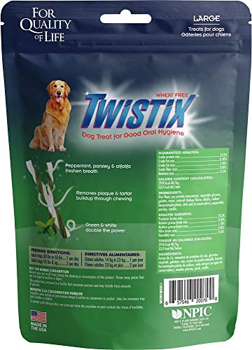 Twistix 3 Pack of Large Vanilla Mint Dog Dental Treats, 5.5 Ounces each, Made in the UA