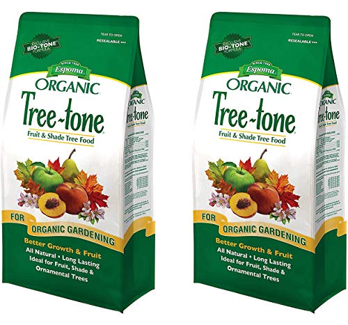 Espoma Organic Tree-Tone 6-3-2 Natural & Organic Fertilizer and Plant Food; 4 lb. Bag; Organic Fertilizer for All Trees. Use for Fruit Trees Like Peach & Apple Trees and All Shade Trees - Pack of 2