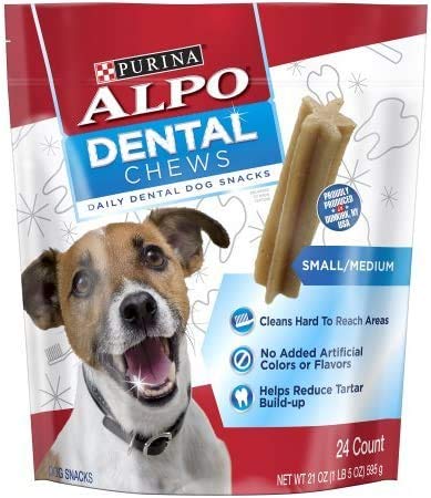Purina Pack of 5 ALPO Dental Chews Small/Medium Dog Snacks 21 oz. Pouch