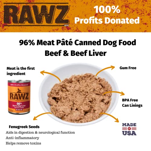 Rawz 96% Meat Canned Wet Food for Dogs 12 Pack/ 12.5 oz. Cans