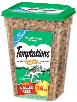1 Pack of TEMPTATIONS Classic Treats for Cats Seafood Medley Flavor 16 Ounces