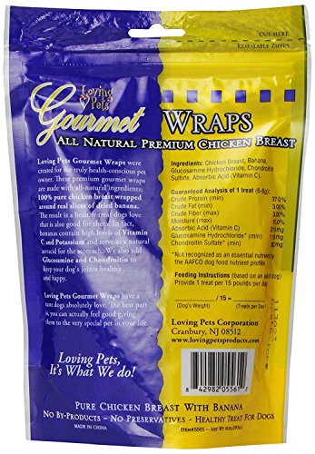 Loving Pets (2 Pack) All Natural Premium Banana and Chicken Wraps with Glucosamine and Chondroitin Dog Treats, 6 oz