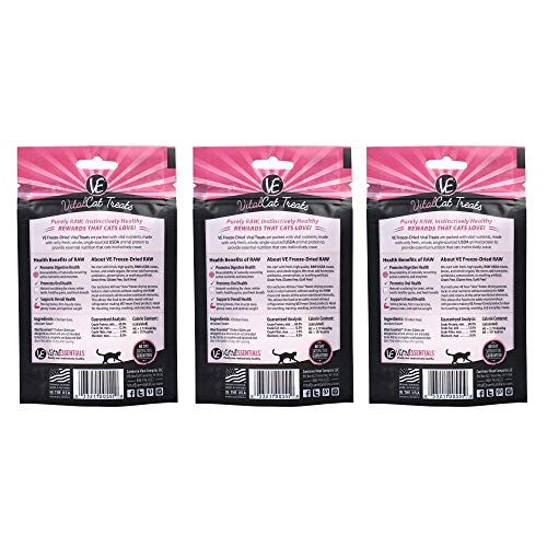 Vital Cat Freeze Dried Chicken Giblets Treats - All Natural - Essential Amino Acids Promotes Healthy Weight - Made in USA - Grain & Gluten Free 1 oz Pkg - 3 Pk