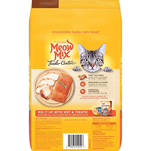 Meow Mix Tender Centers Dry Cat Food, Salmon & Chicken, 3 Pounds