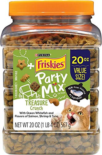 Purina Friskies Party Mix Crunch Treasure Island Cat Treats, 20 oz with Salmon, Shrimp & Tuna flavors (1)