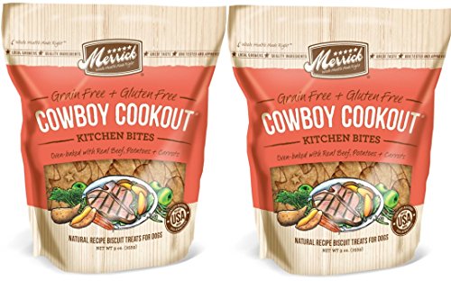 Merrick Kitchen Bites Dog Treats Made in USA 2 Pack 18 Ounces Total Cowboy Cookout