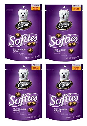 Cesar Softies Filet Mignon Flavor Dog Treats (Pack Of Four 6.7-Ounce Pouches)