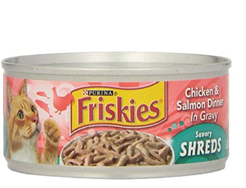 Friskies Chicken and Salmon Savory Shreds Dinner in Gravy  5.5 Ounce (6 Pack)