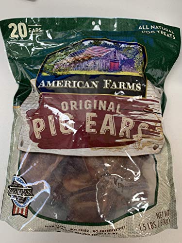 AMERICAN FARM'S Original Pig Ears for Dogs 20 Count