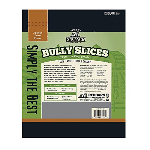 Redbarn Bully Slices for Dogs (French Toast) Natural Dental Treats (3 Bags)